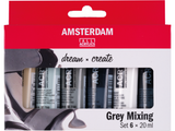 Talens Amsterdam Acrylverf Set 6x20ml Grijstinten