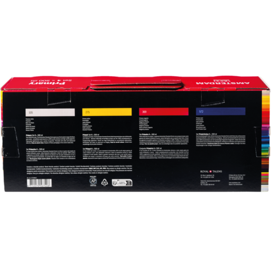 Talens Amsterdam Acrylverf Set Primaire Kleuren 4x500ml