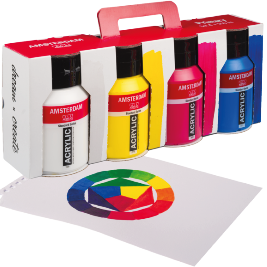 Talens Amsterdam Acrylverf Set Primaire Kleuren 4x500ml